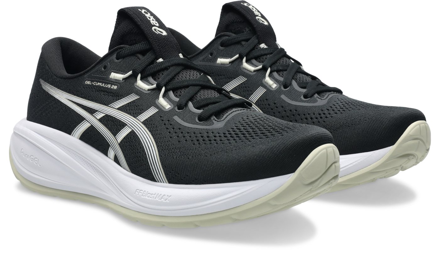 ASICS GEL-CUMULUS 28 Laufschuh sportlicher Stil, leicht profiliertes Laufsohlenprofil, Schnürung (schwarz/weiß)