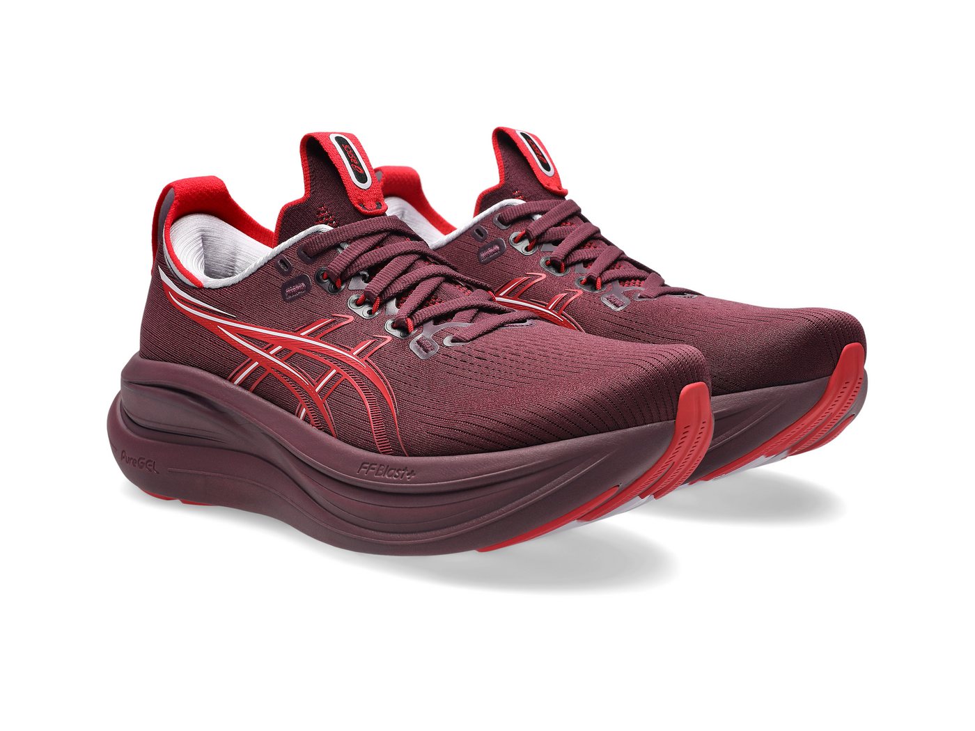 ASICS GEL-NIMBUS 28 Laufschuh für Erwachsene, mit leicht profiliertem Laufsohlenprofil (lila/rot)