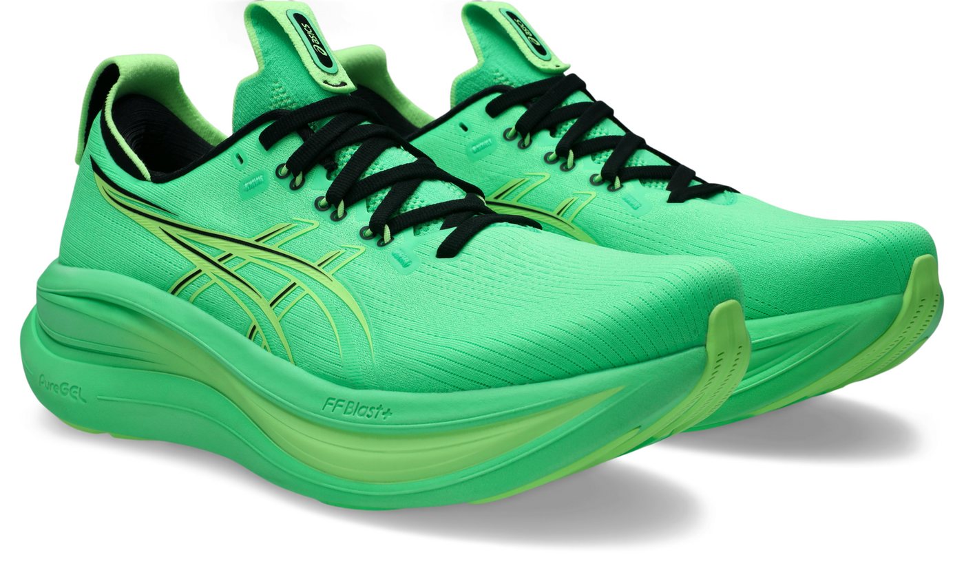 ASICS GEL-NIMBUS 28 Laufschuh mit Knit-Obermaterial, mit FF BLAST PLUS Dämpfung (grün)