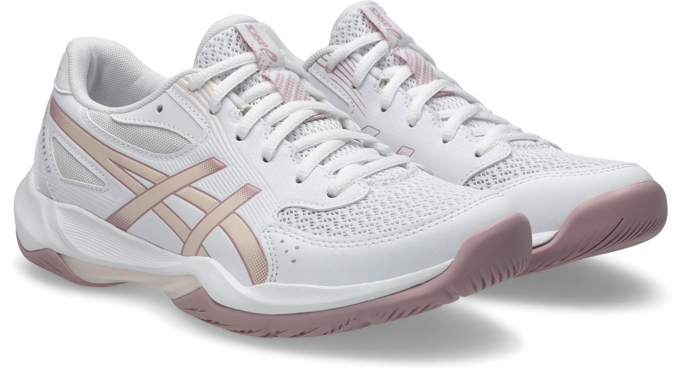 ASICS GEL-ROCKET 12 Hallenschuh besonders geeignet für Handball und Volleyball (weiß/rosa)