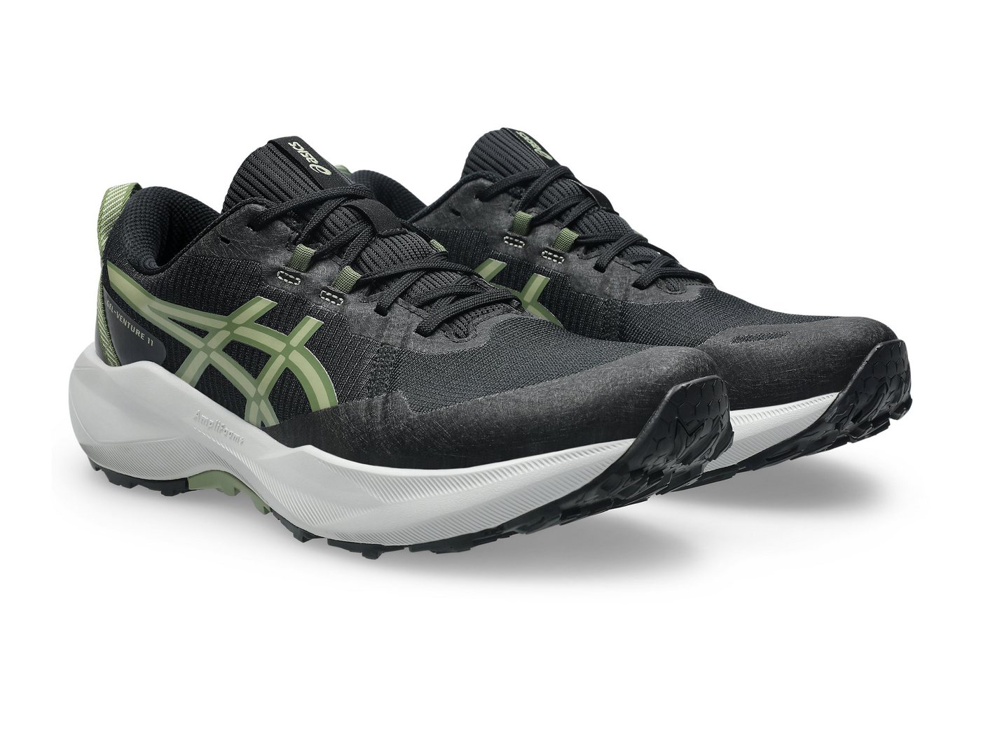 ASICS GEL-VENTURE 11 Trailrunningschuh mit profiliertem Gummi-Laufsohlenprofil, mit AMPLIFOAM PLUS Dämpfung (schwarz/grün)