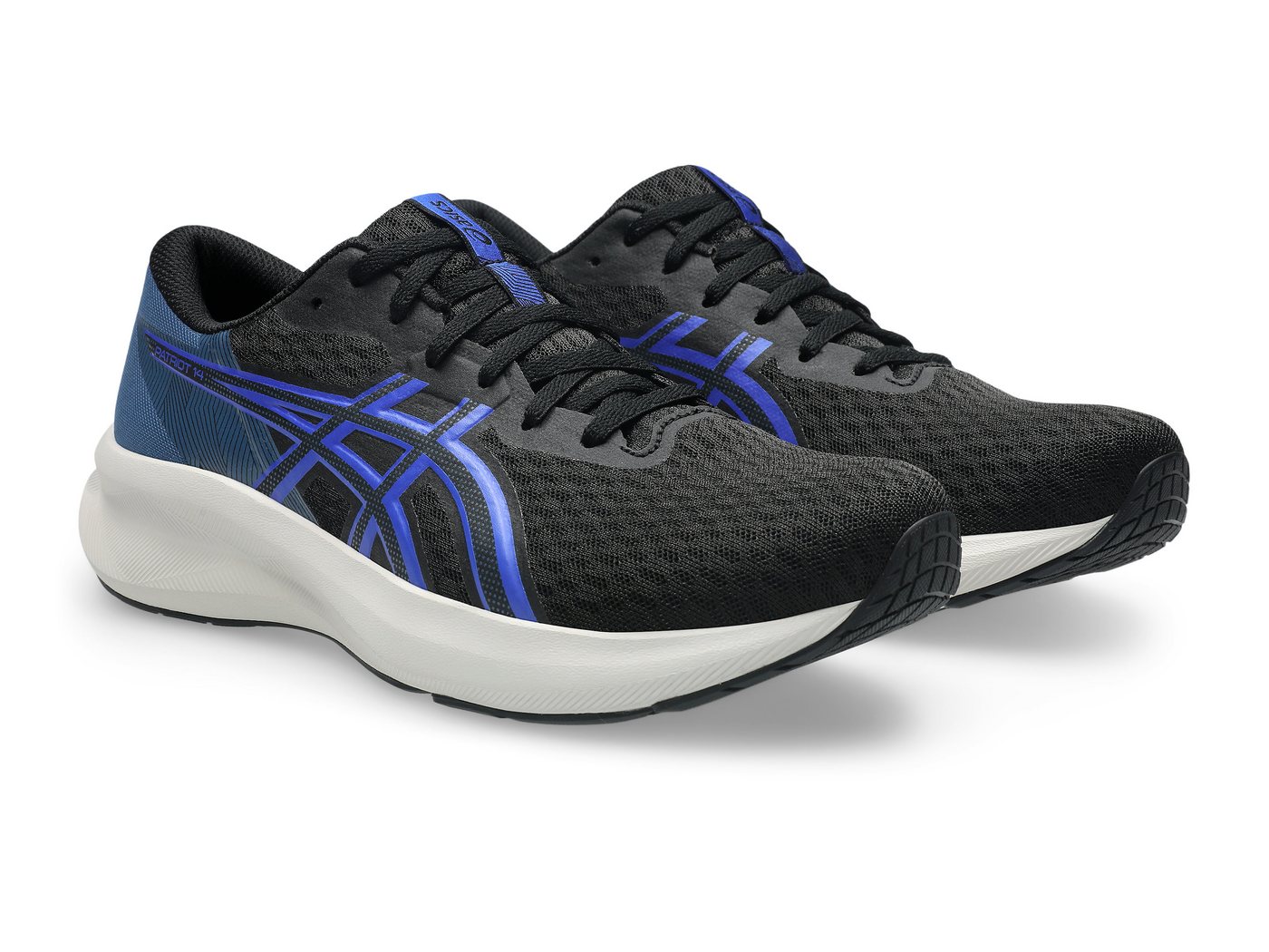 ASICS PATRIOT 14 Laufschuh atmungsaktives Mesh-Obermaterial, Energiegeladene Mittelsohle (schwarz/blau)