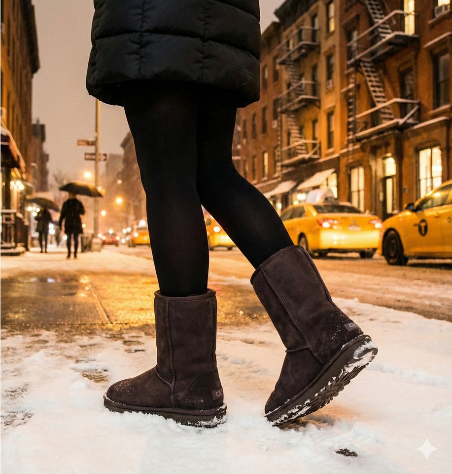 AvaMia Winterstiefel WB2401v3 Damenfellstiefel Damenwinterstiefel Fellstiefel Winterstiefel wasserabweisend (braun)