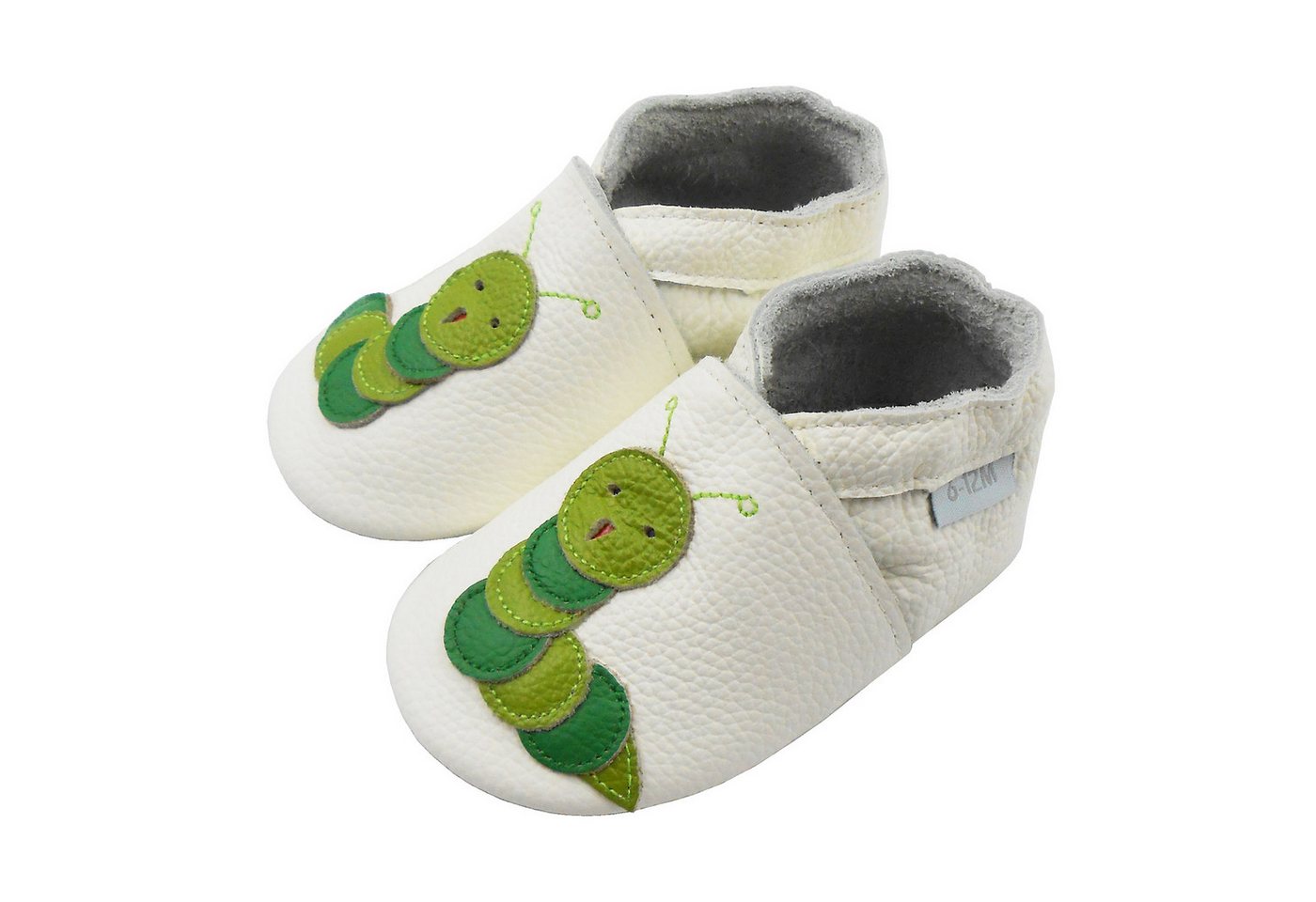 Basrakids Weiche Leder Krabbelschuh Hausschuhe Lederpuschen Raupe weiß Lauflernschuh Handgenäht, weiche, leichte, flexible, rutschfest