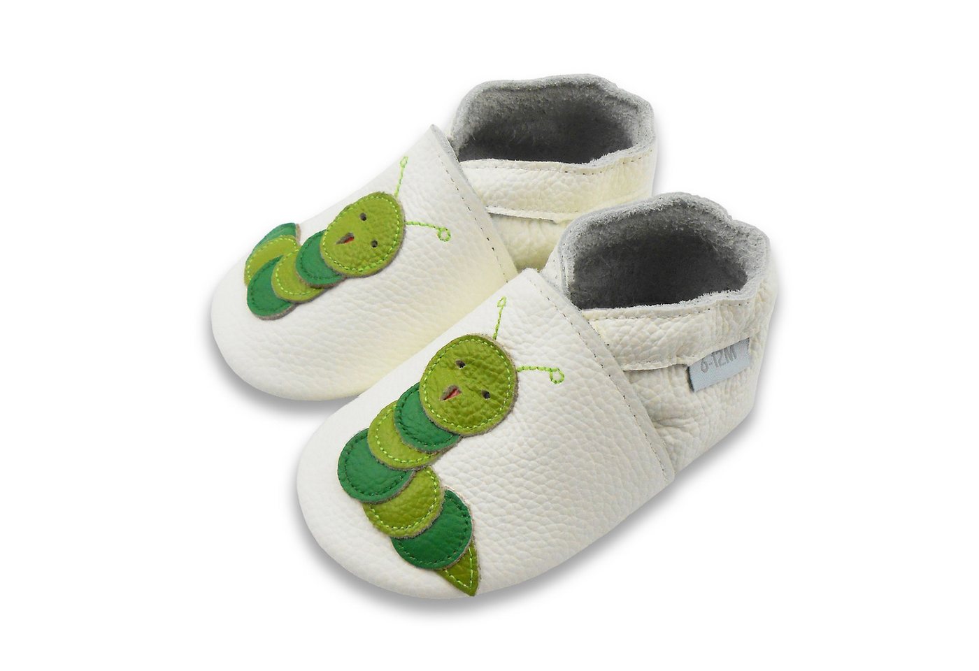 Basrakids Weiche Leder Krabbelschuh Hausschuhe Lederpuschen Raupe weiß Lauflernschuh Handgenäht, weiche, leichte, flexible, rutschfest
