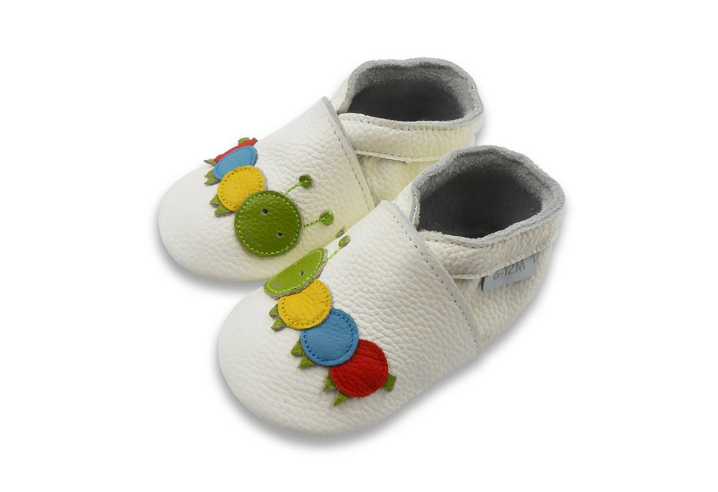 Basrakids Weiche Leder Lauflernschuhe Hausschuhe Lederpuschen Raupe weiß Lauflernschuh (Sowohl drinnen als auch draußen erhältlich) Handgenäht, weiche, leichte, flexible, rutschfest