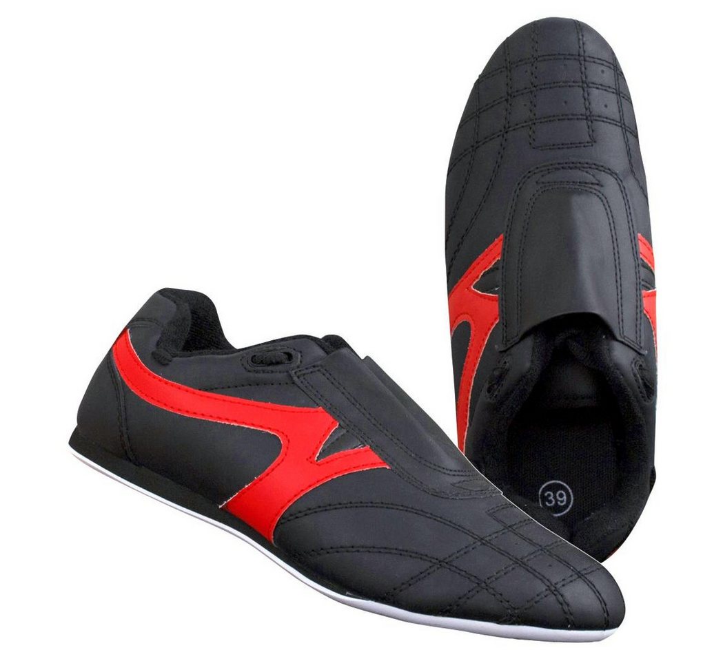 BAY-Sports Budo Max Kampfsportschuhe schwarz Slipper Karate Taekwondo Sneaker Sneaker (Kunstleder, Paar) mit Schürung, Budoschuhe, Leichte Sportschuhe