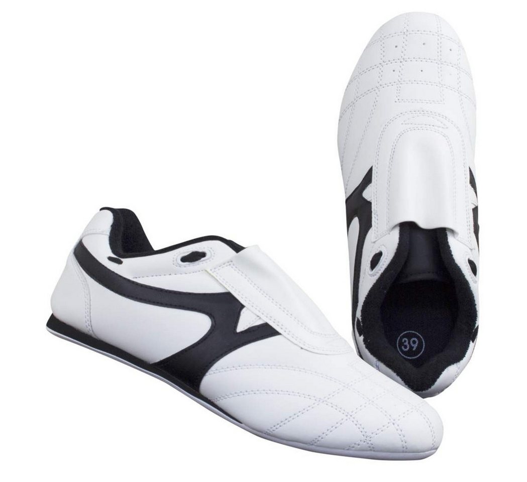 BAY-Sports Budo Max Kampfsportschuhe weiß Slipper Karate Taekwondo Sneaker Sneaker (Paar) mit Schürung, Budoschuhe, Leichte Sportschuhe