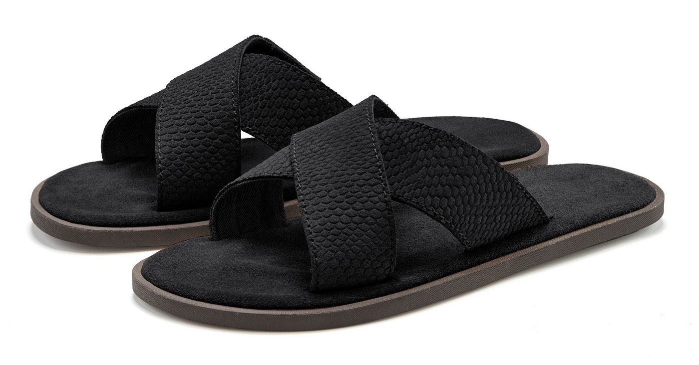 Beachtime Sommerschuhe, offener Schuh, Sandale Pantolette NEU aus weichem Leder mit leichter Sohle (schwarz)