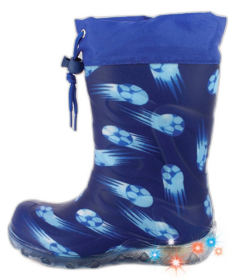 Beck Blinkender Regenstiefel  Fussball mit Warmfutter Gummistiefel (mit Blinksohle für mehr Sicherheit im Dunkeln, für warme Füße bei Nässe und Kälte) wasserdicht, sehr kuscheliges Warmfutter