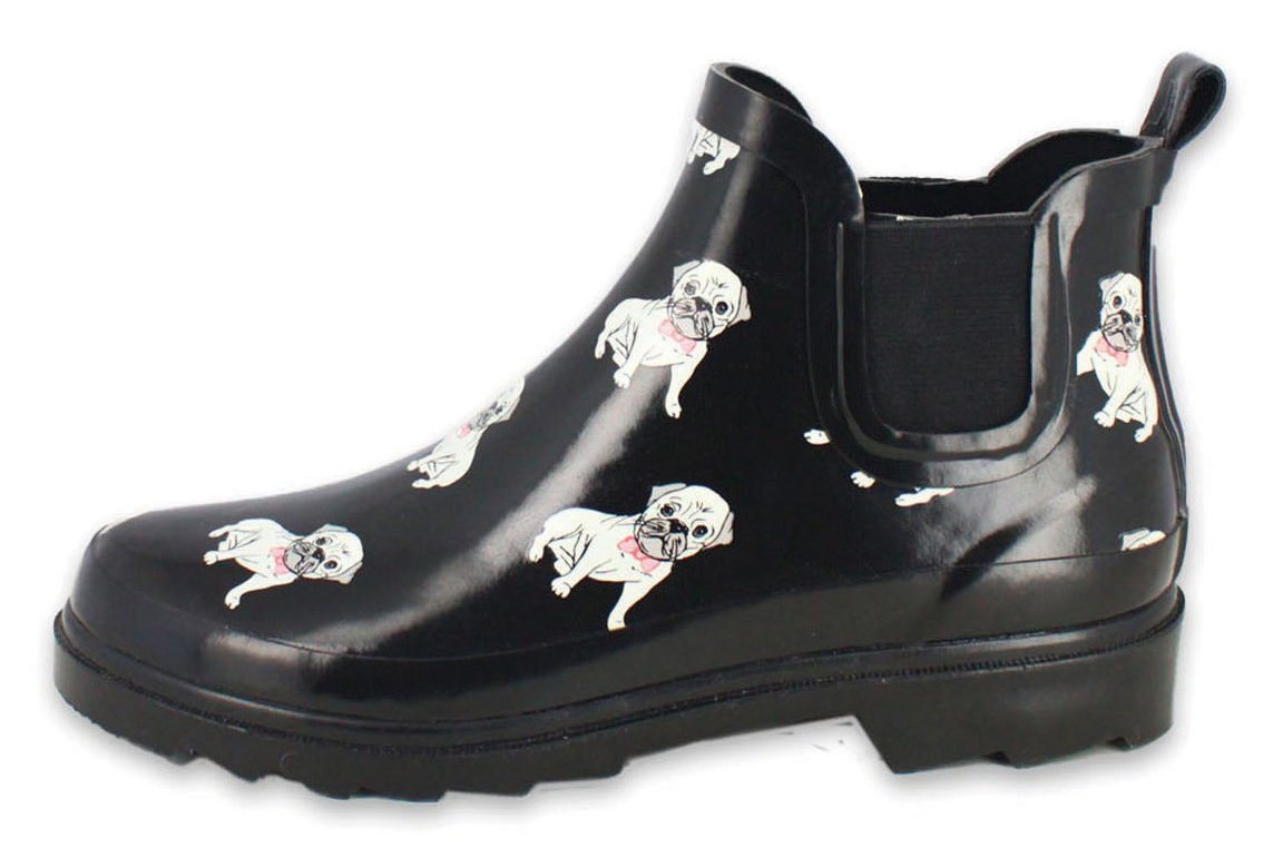 Beck Damen Chelsea Gummistiefel Möpse Gummistiefel wasserdicht und bequem