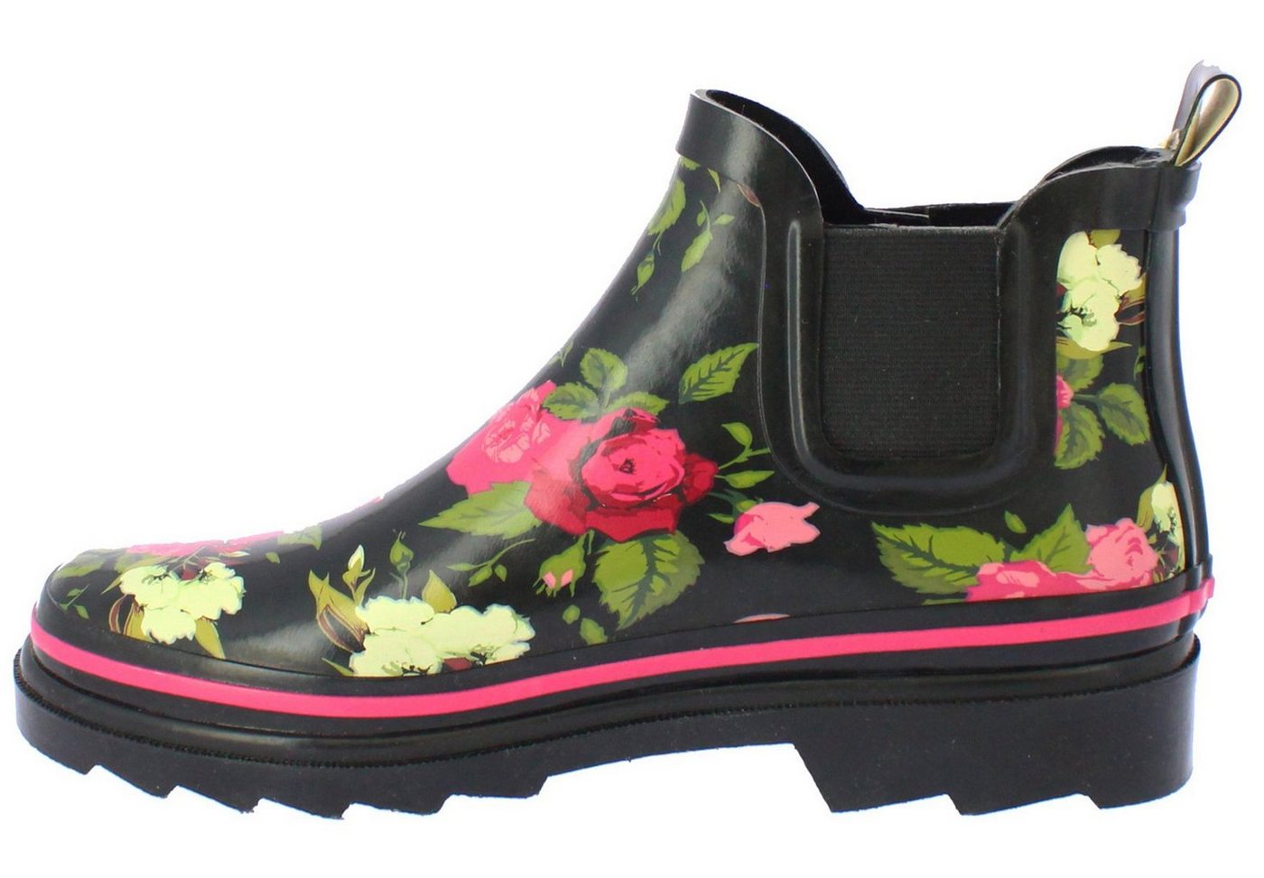 Beck Damen Chelsea Gummistiefel Wild Roses Gummistiefel (Tolle Passform) modisch, wasserdicht
