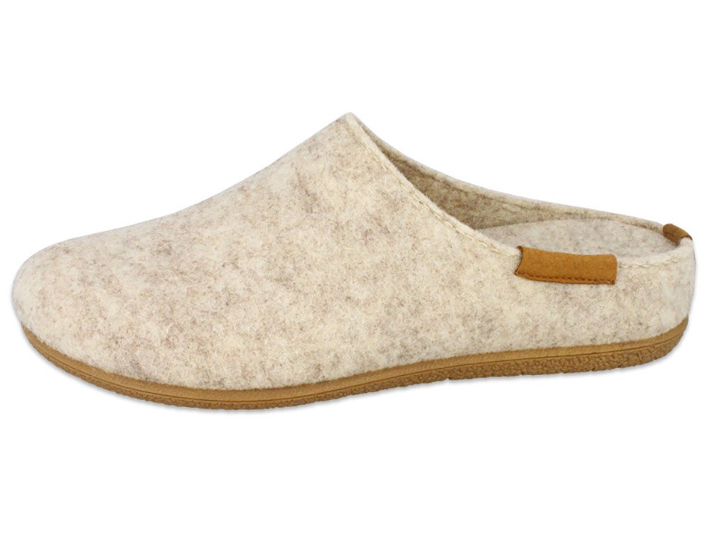 Beck Damen Filz-Clogs Ellen mit hohem Schurwollanteil Hausschuh (beige/braun)