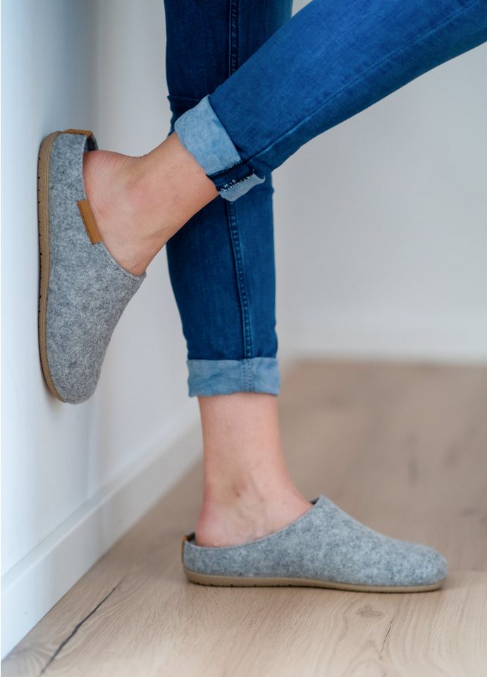 Beck Damen Filz-Clogs Ellen mit hohem Schurwollanteil Hausschuh mit herausnehmbarer Innensohle und rutschfester Laufsohle