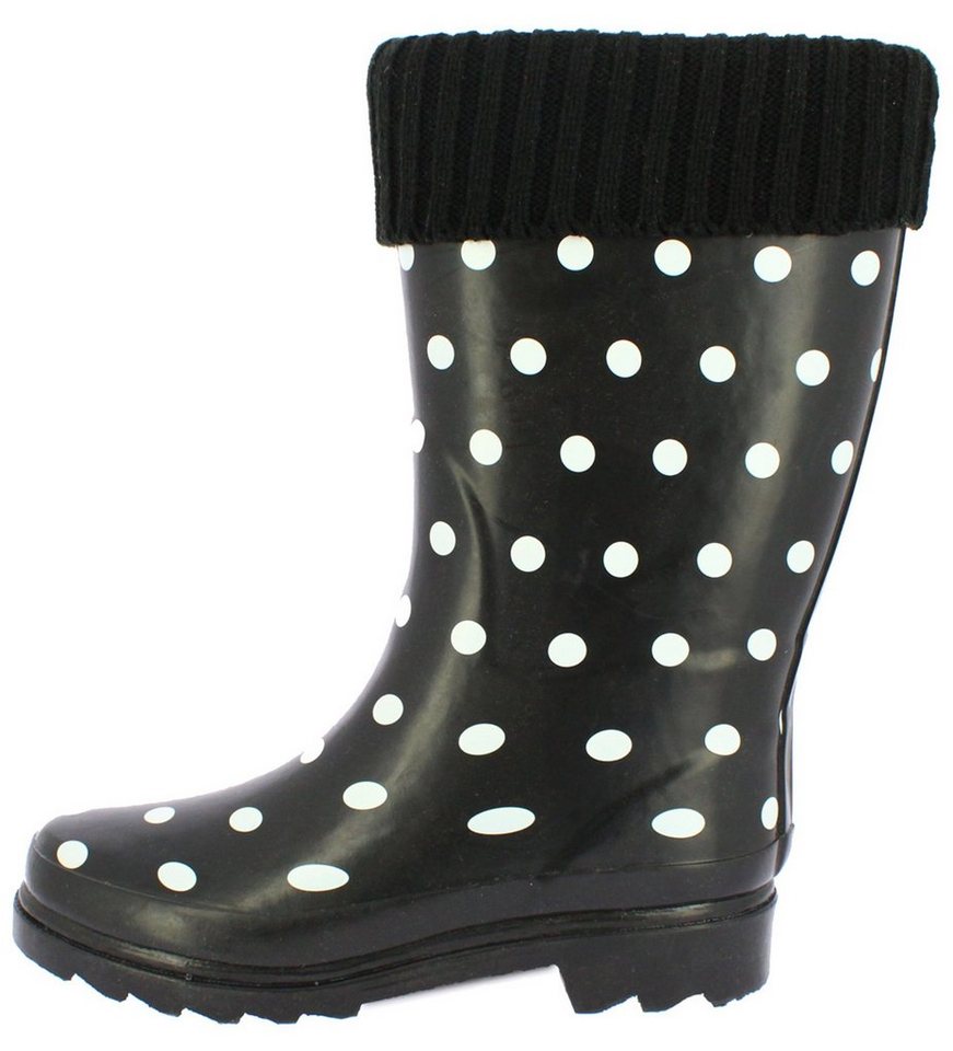 Beck Damen Gummistiefel Dots mit Warmfutter Gummistiefel (für warme Füße bei Nässe und Kälte) wasserdicht, mit modischem Strickkragen