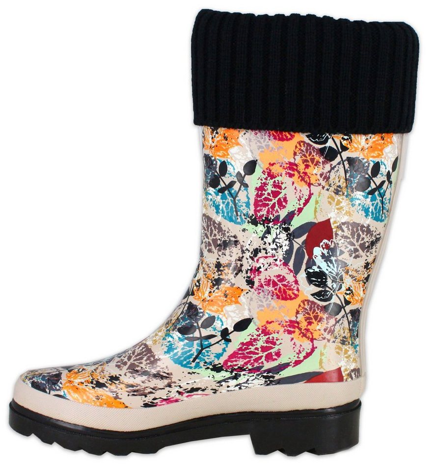 Beck Damen Gummistiefel mit Warmfutter Gummistiefel (aus weichem Naturkautschuk, für warme Füße bei Nässe und Kälte) wasserdicht, mit modischer Strickstulpe