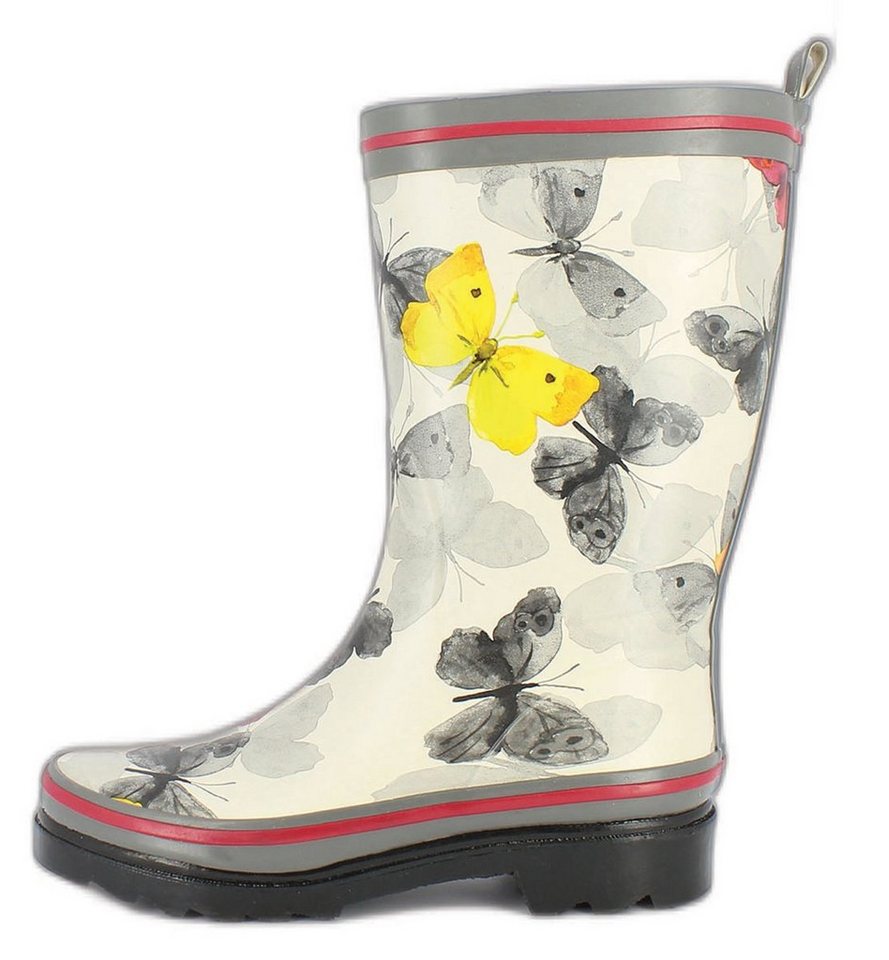 Beck Damen Gummistiefel Schmetterling Gummistiefel (wasserdicht, für trockene Füße bei Regenwetter) weicher flexibler Naturkautschuk, herausnehmbare Innensohle