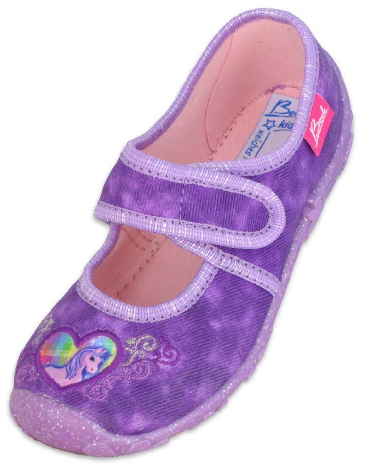 Beck Hausschuh Darling Hausschuh (Ballerina mit Klettverschluß) leichte, flexible Laufsohle, mittlere Weite