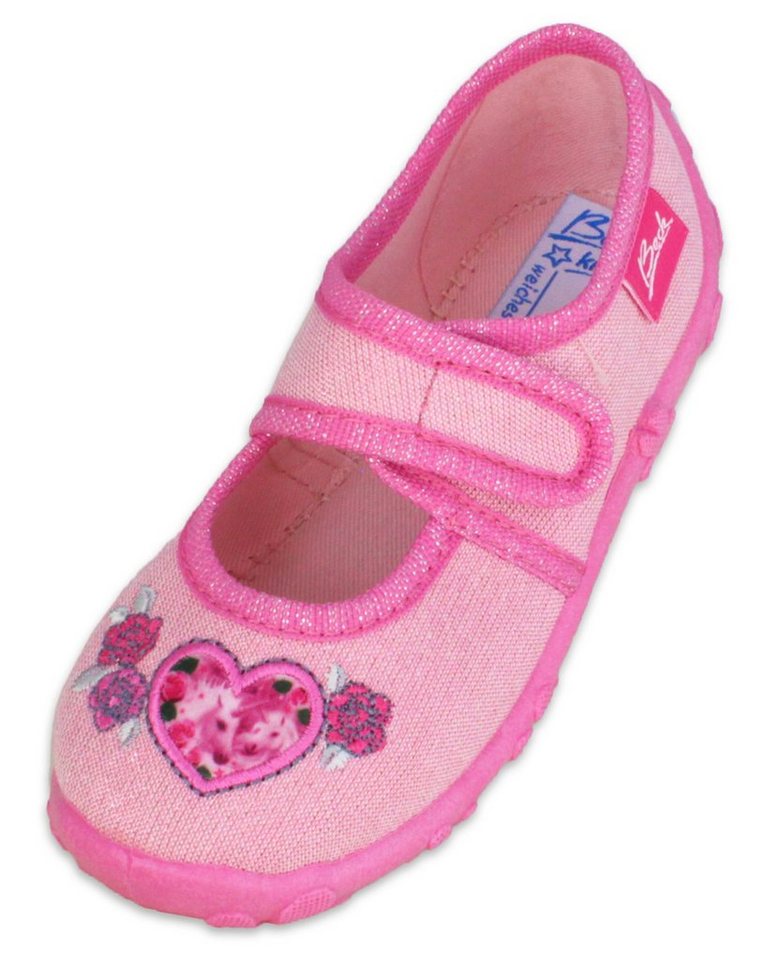 Beck Hausschuh Darling Hausschuh (Ballerina mit Klettverschluß) leichte, flexible Laufsohle, mittlere Weite