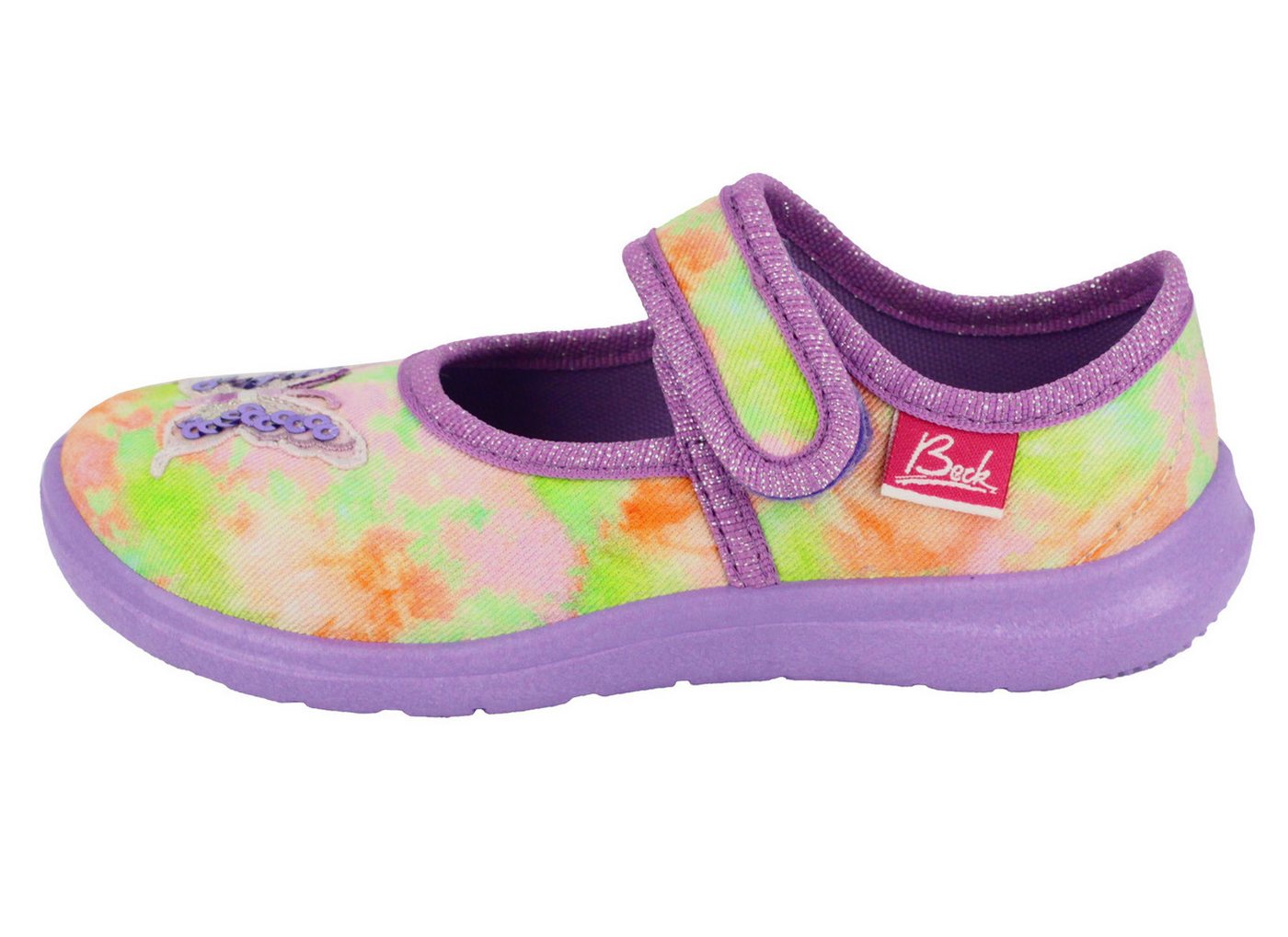 Beck Hausschuh Farfalla Hausschuh Schmetterling mit Glitzer-Pailletten