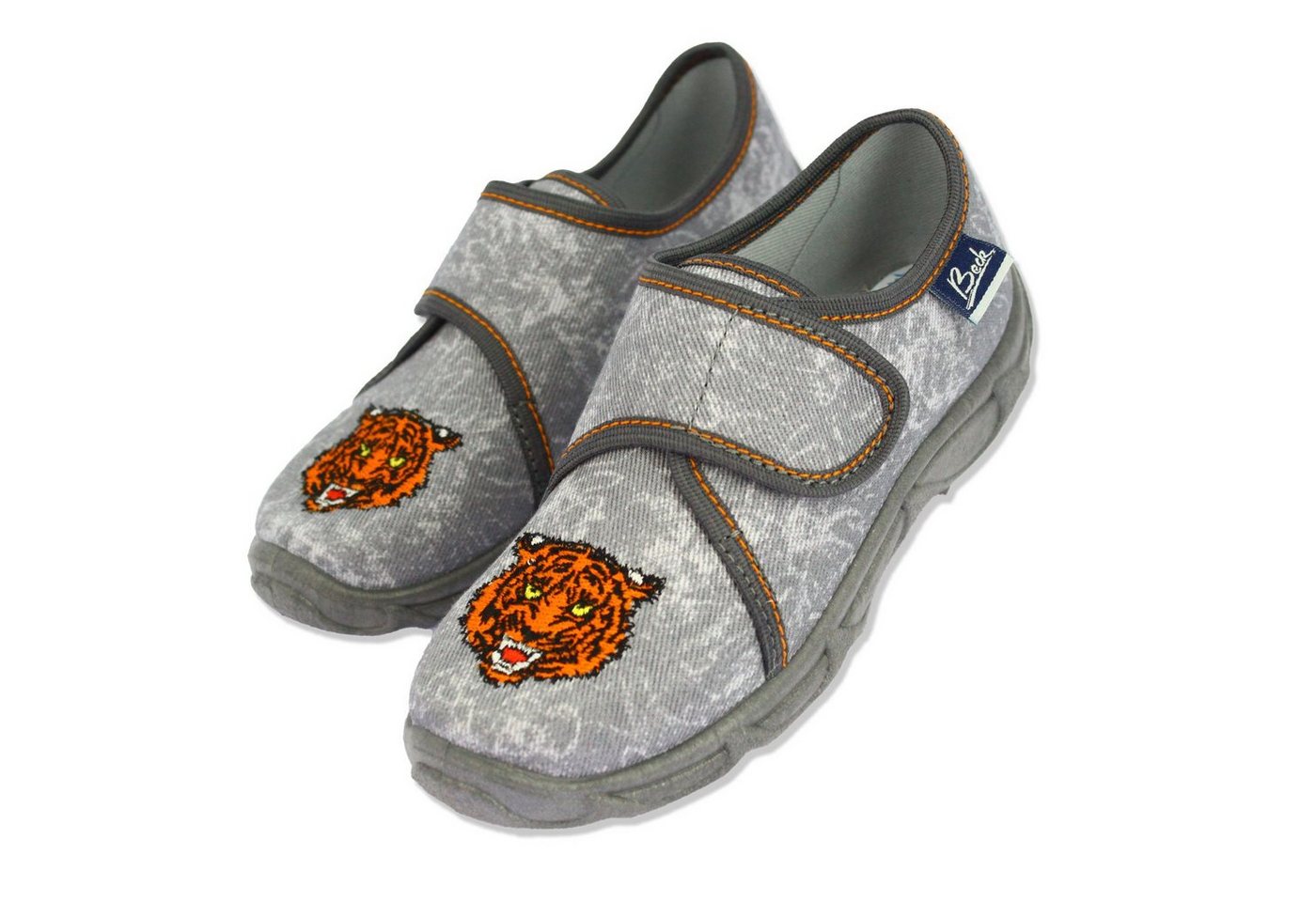 Beck Hausschuh Jungle Hausschuh (Mittlere Passform) coole Stickerei, Mit Klettverschluss