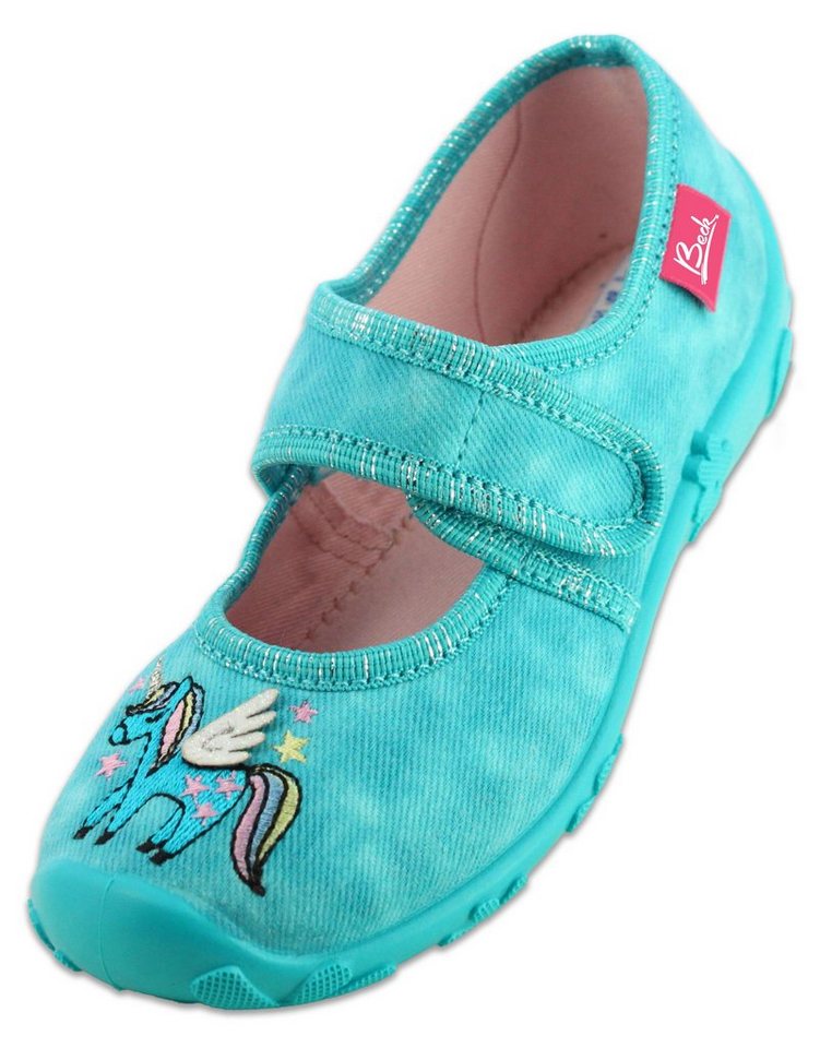 Beck Hausschuh Pegasus Hausschuh (Ballerina-Schuh mit weicher Innensohle, und hochwertiger Stickerei) mittlere Passform