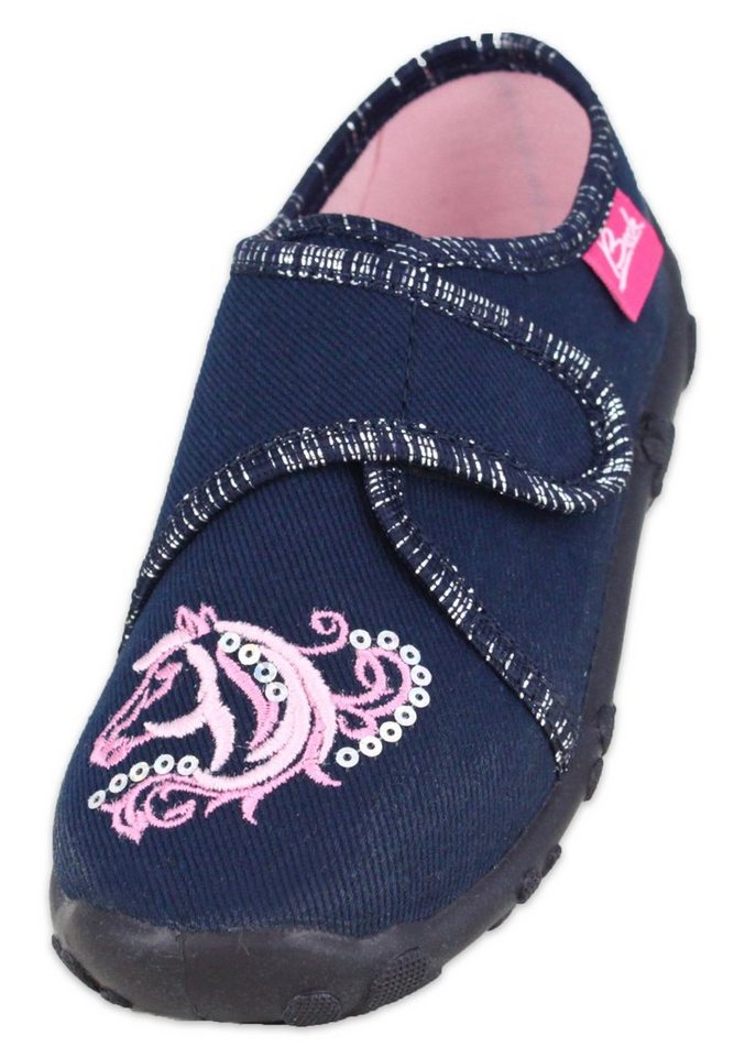 Beck Hausschuh Romantic Hausschuh (atmungsaktive Materialien, für Kindergarten, Schule, Zuhause) Passform mittel, tolle Stickerei, weiche Decksohle