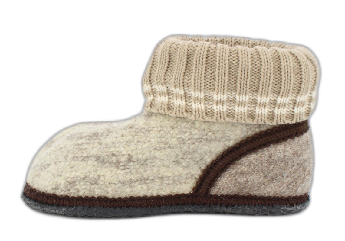 Beck Hüttenschuh Oetz Hüttenschuhe (aus Österreich, reine Schurwolle, für Kinder, Damen und Herren) rutschfeste Laufsohle