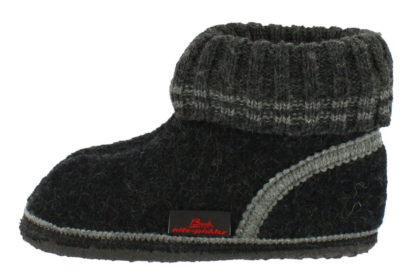 Beck Hüttenschuh Oetz Hüttenschuhe (aus Österreich, reine Schurwolle, für Kinder, Damen und Herren) rutschfeste Laufsohle