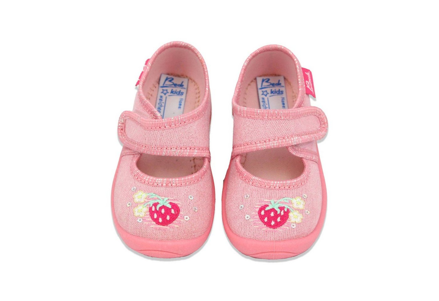 Beck Kleinkind Hausschuhe Little Strawberry Hausschuh (atmungsaktive, leichte, flexible Schuhe, für Kita, Kindergarten, Zuhause) leichte, flexible Laufsohle, Obermaterial + Futter Baumwolle