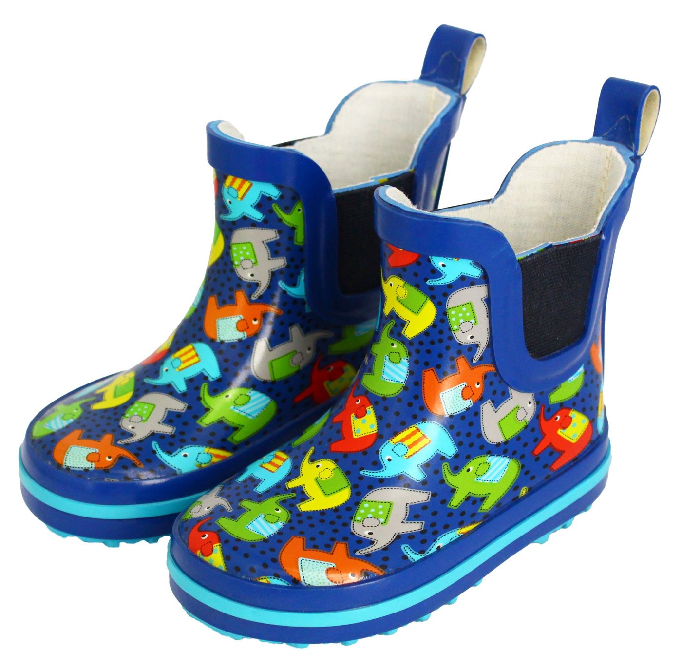 Beck Kleinkinder Gummistiefel Elephants Gummistiefel (wasserdichte Kurzstiefel aus Naturkautschuk, für Mädchen und Jungs) seitliche Gummi-Einsätze, herausnehmbare Innensohle