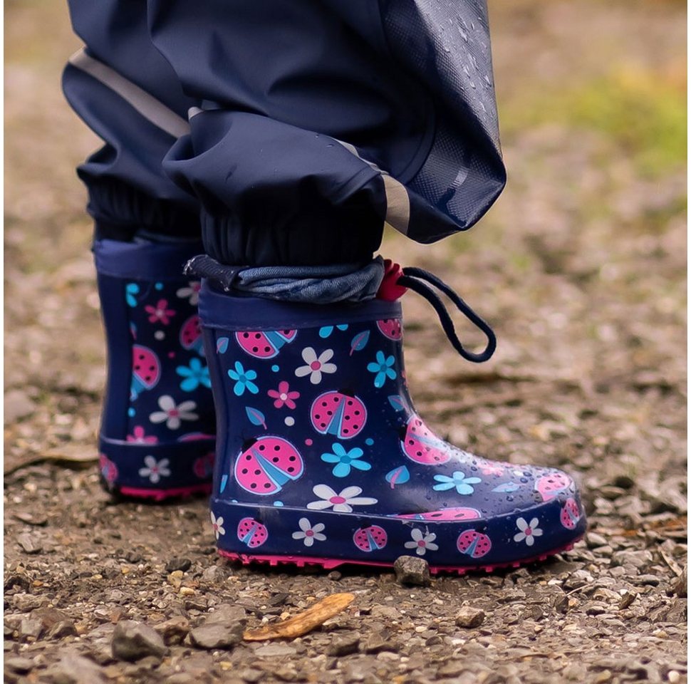 Beck Kleinkinder Gummistiefel  Glückskäfer mit Warmfutter Gummistiefel (perfekt für kleinere Kinder) Wasserdicht, Aus Naturkautschuk mit sehr flexibler Laufsohle