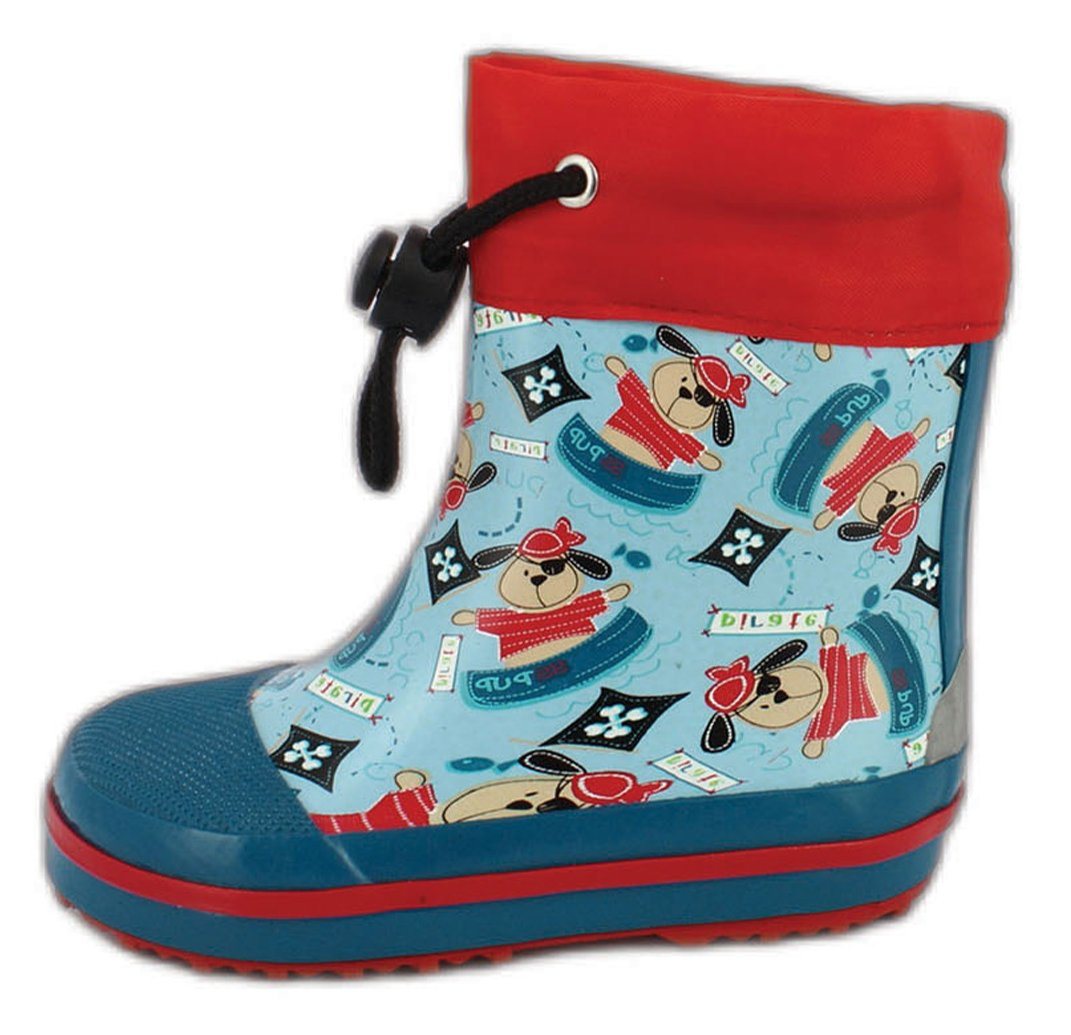 Beck Kleinkinder Gummistiefel Piraten Gummistiefel (wasserdicht, für trockene Füße bei Regen- und Matschwetter) flexible Laufsohle, weicher Naturkautschuk, herausnehmbare Innensohle
