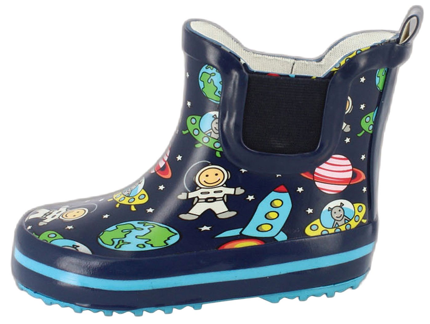 Beck Kleinkinder Gummistiefel Space Gummistiefel (wasserdichte Kurzstiefel, für trockene Füße bei Regenwetter) herausnehmbare Innensohle, weicher flexibler Naturkautschuk