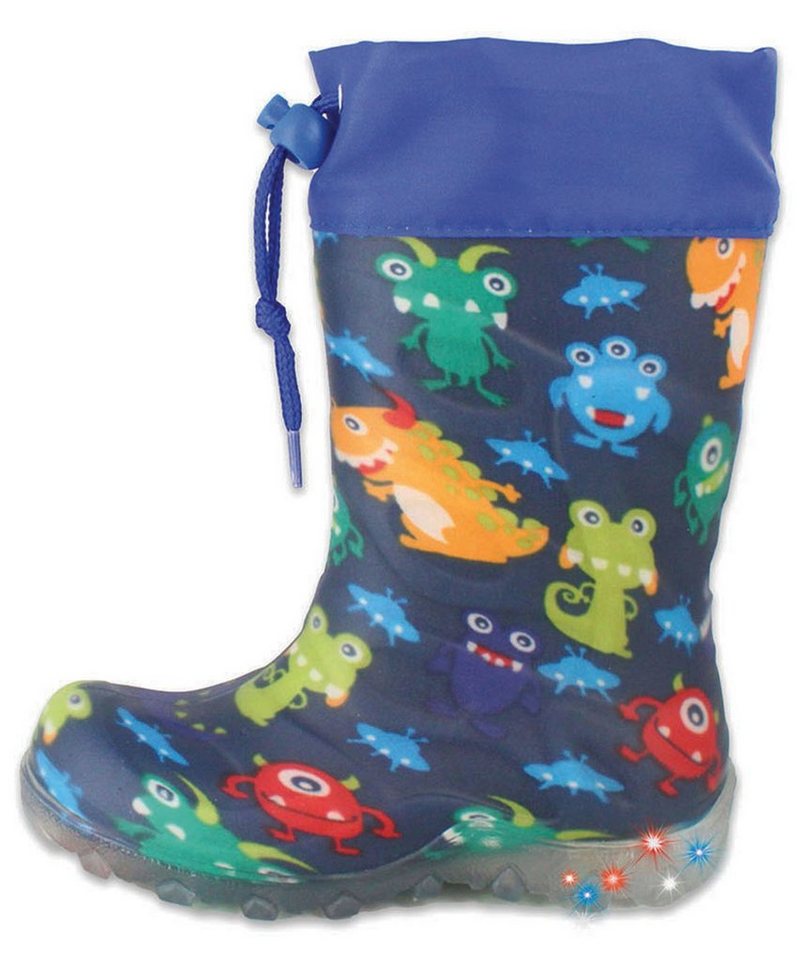 Beck Regenstiefel Blinking Monsters mit Warmfutter Gummistiefel (für Jungen, für warme Füße bei Nässe und Kälte) wasserdicht, sehr kuscheliges Warmfutter