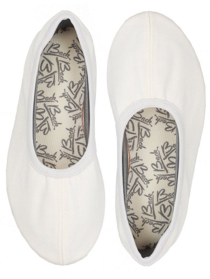 Beck Schläppchen aus Baumwolle, Gummisohle Gymnastikschuh (rutschfest) Handmade in Erlenbach