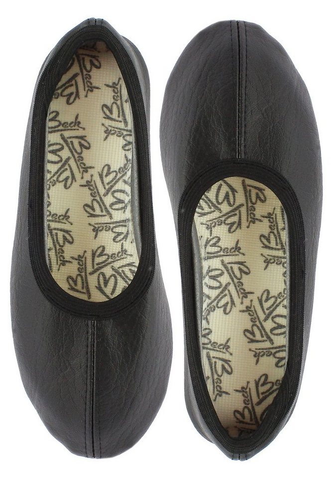 Beck Schläppchen aus Kunstleder, Gummisohle Gymnastikschuh (sehr robustes veganes Kunstleder, Gr. 23-48 erhältlich) rutschfeste Gummi-Laufsohle