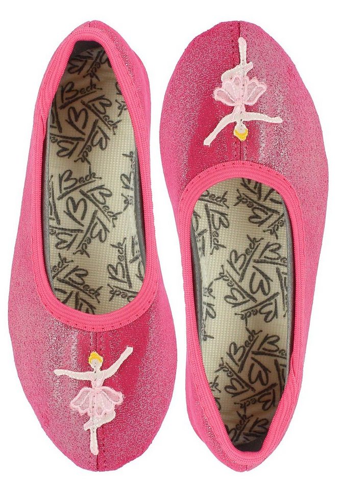 Beck Schläppchen Ballerina Gymnastikschuh (ein Mädchentraum, für Tanz, Sport und Zuhause) mit rutschfester Gummi-Laufsohle
