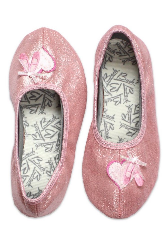Beck Schläppchen Ballett Gymnastikschuh (wunderschöne Glitzerschuhe, für Ballett-Mäuse) robuste Materialien, rutschfeste Laufsohle