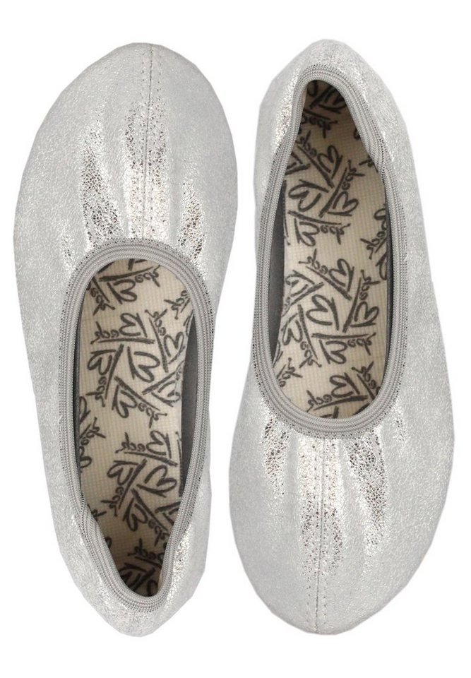 Beck Schläppchen Basic Glitzer Gymnastikschuh (bis Gr. 42 erhältlich, für Sport und Zuhause) mit rutschfester Gummi-Laufsohle