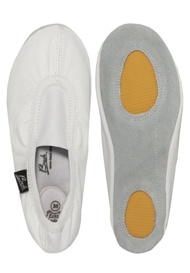 Beck Schläppchen Echt-Leder mit Gummi / Leder-Sohle Gymnastikschuh