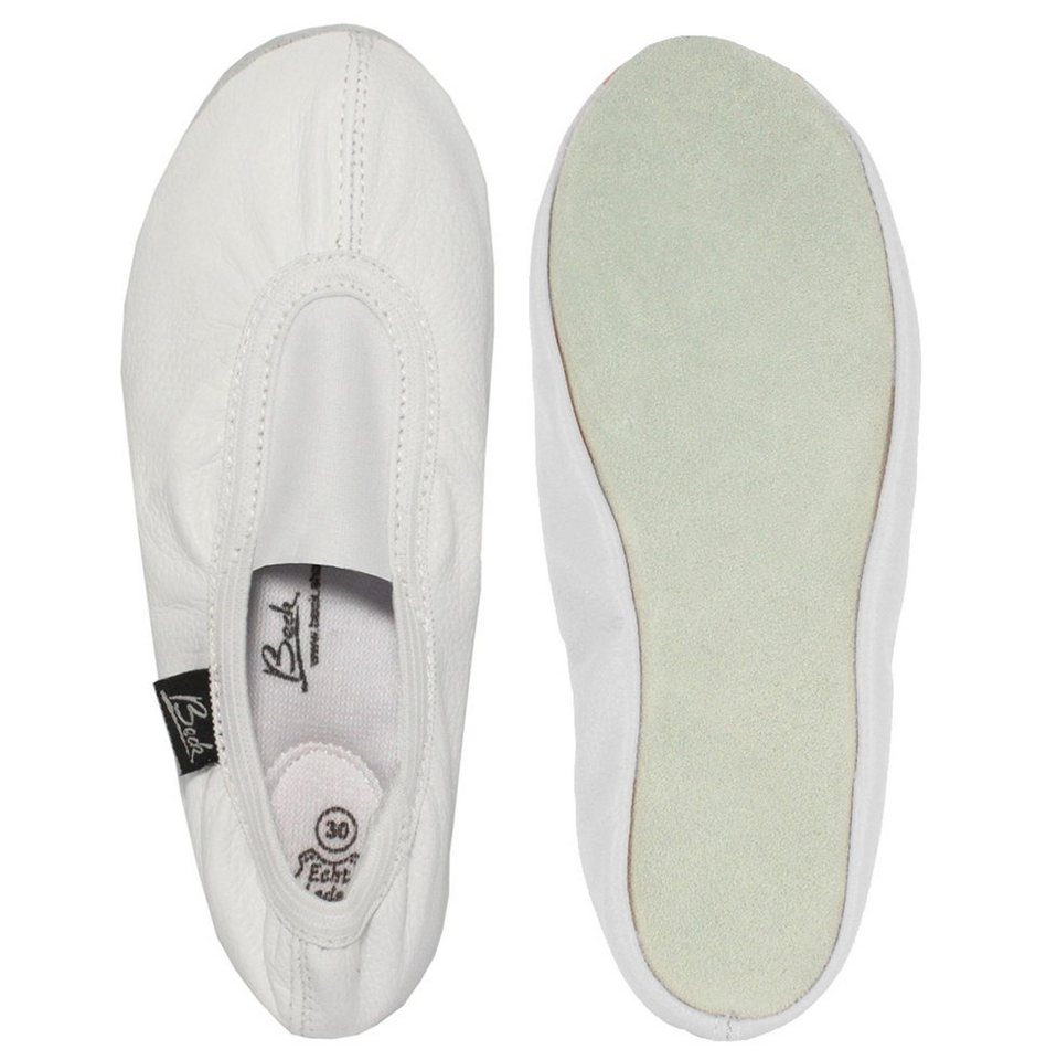 Beck Schläppchen Echt-Leder mit Ledersohle Gymnastikschuh (mit Ristgummi) und Wildledersohle