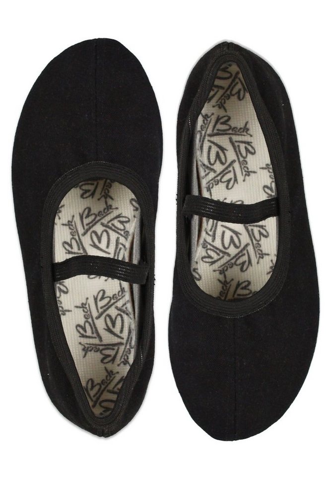 Beck Schläppchen Freeliner aus Baumwolle, Gummisohle Gymnastikschuh (für Sport, Eurythmie, Kita und Zuhause geeignet, für Mädchen + Jungs) Obermaterial robuste Bio-Baumwolle