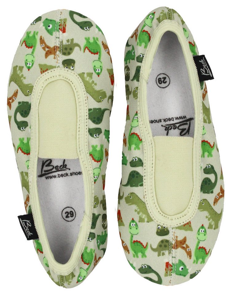 Beck Schläppchen Funny Dinos mit Ristgummi Gymnastikschuh
