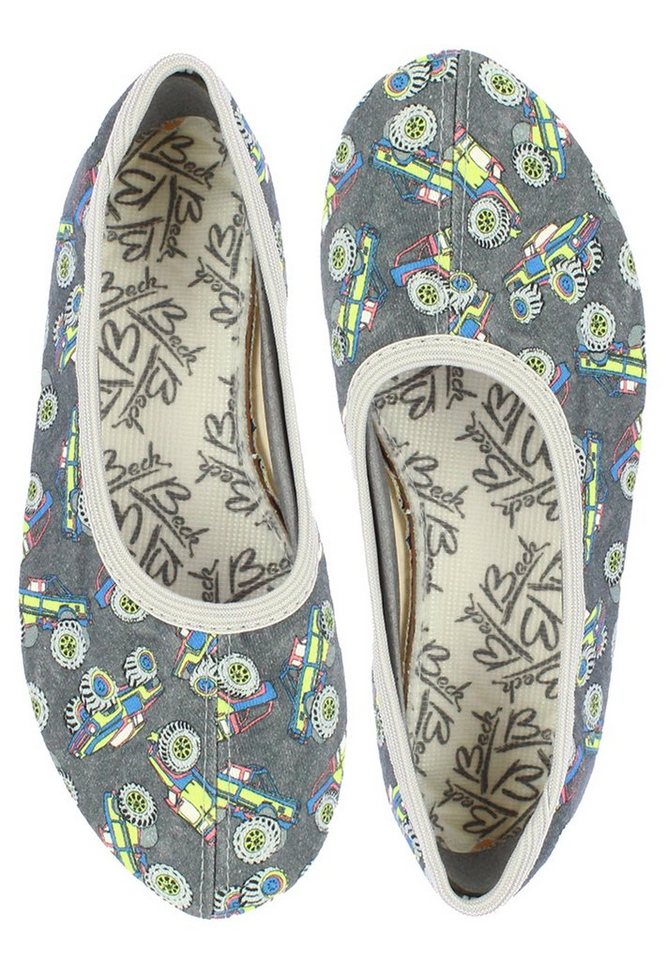 Beck Schläppchen Monster Cars Gymnastikschuh Handarbeit in Deutschland genäht