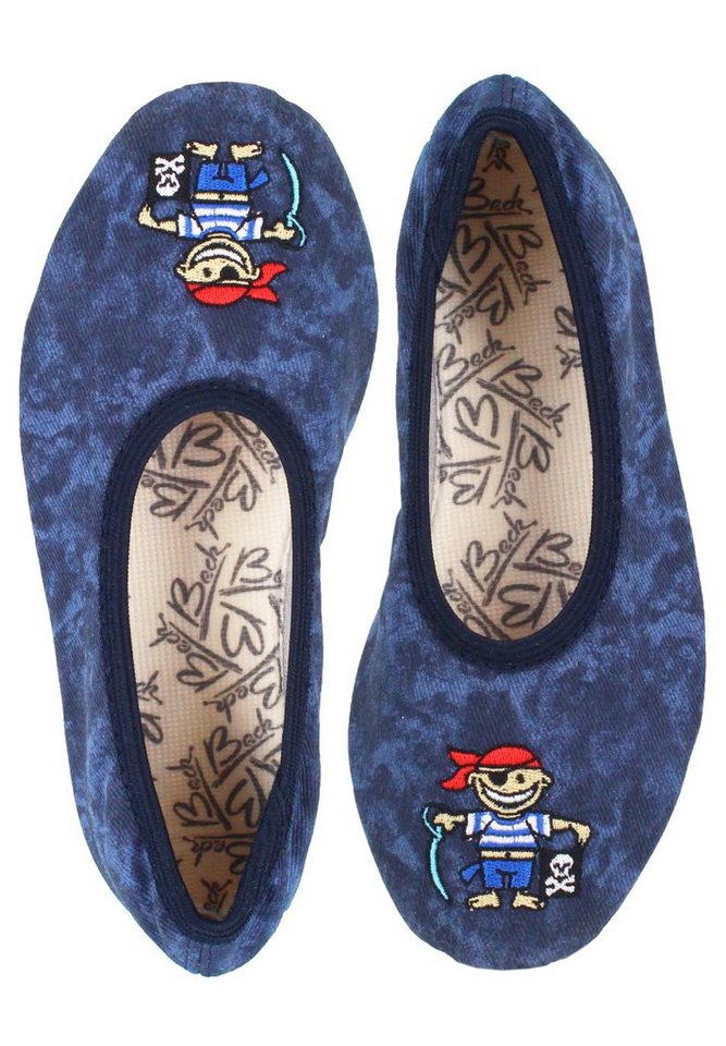 Beck Schläppchen Pirat Gymnastikschuh (für schmale Füße, für Sport, Kita, Schule und Zuhause) mit rutschfester Gummi-Laufsohle