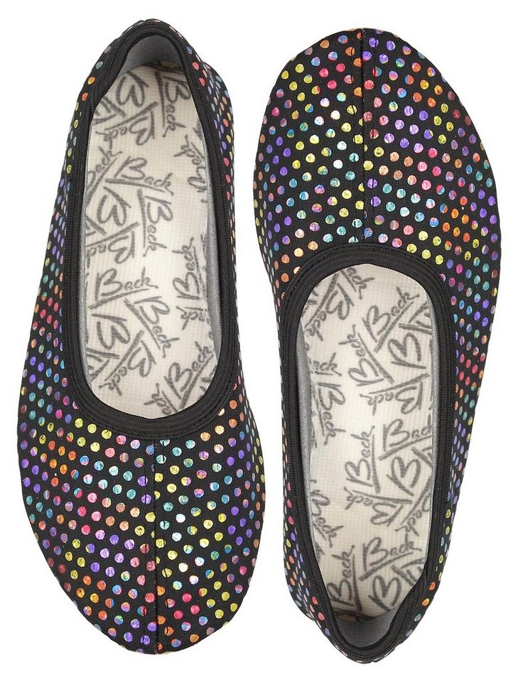 Beck Schläppchen Punkt Multi Gymnastikschuh rutschfest, Handgenäht in Deutschland