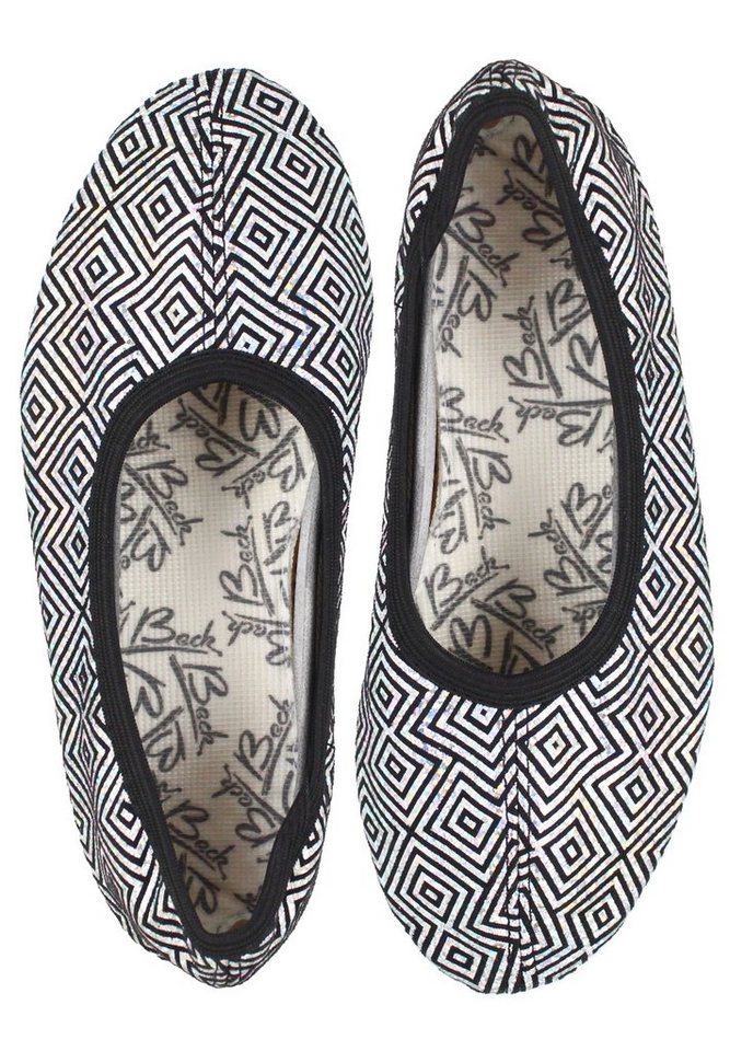 Beck Schläppchen Silver Star Gymnastikschuh (bis Gr. 42 erhältlich, für Sport und Zuhause) mit rutschfester Gummi-Laufsohle