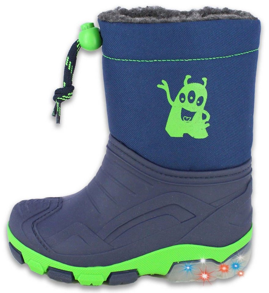 Beck Winterstiefel Blinking Ghost Gummistiefel (für Jungen, mit Blinksohlen für mehr Sicherheit im Dunkeln) Schnellverschluss, flauschiges sehr warmes Futter