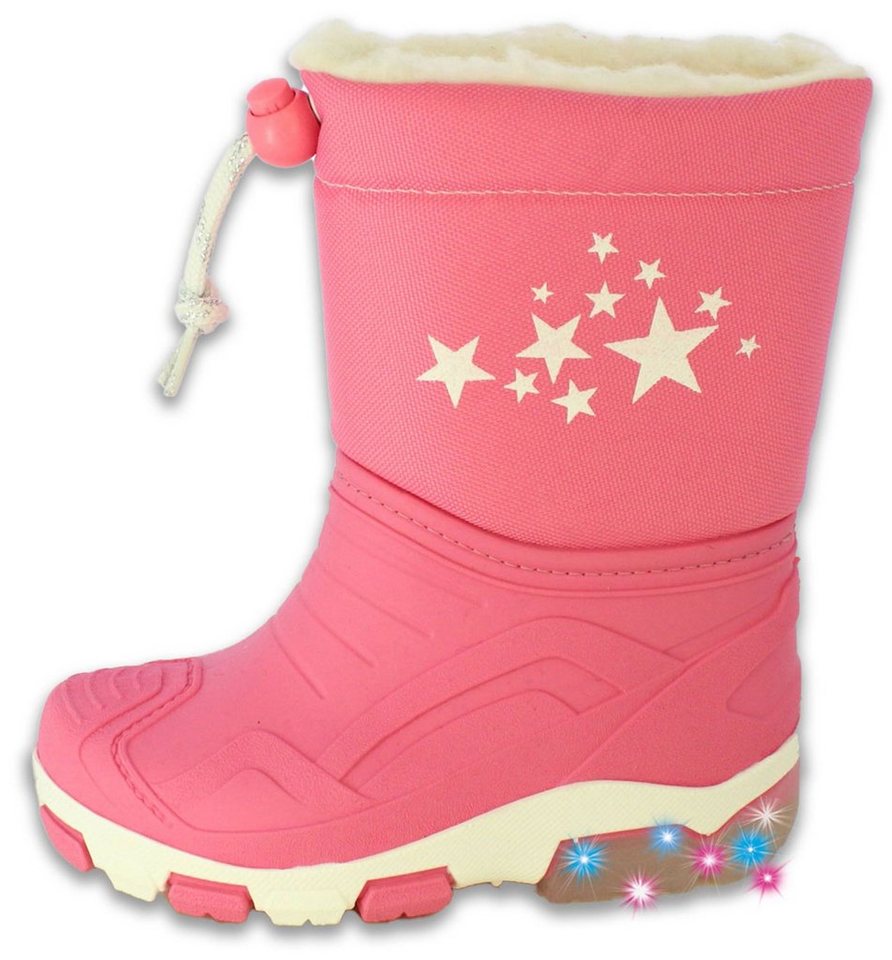 Beck Winterstiefel Blinking Stars Gummistiefel (für Mädchen, sehr warmes flauschiges Warmfutter, Blinksohle für mehr Sicherheit im Dunkeln) Zum Schlupfen, leichter Einstieg